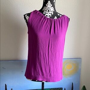 kate spade sleeveless gathered-neck tank top in magenta